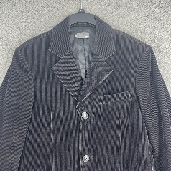 H&M brown corduroy three button long coat pockets men’s 38 medium collar jacket - Picture 2 of 14